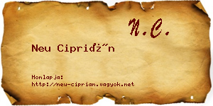 Neu Ciprián névjegykártya